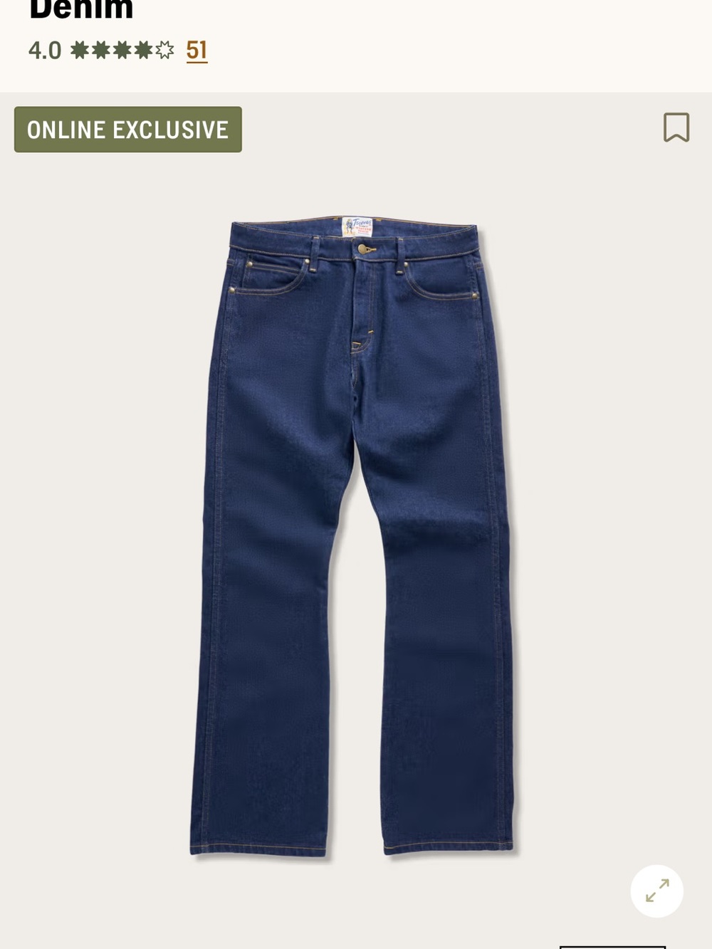 Tecovas Dark Indigo Bootcut Jeans